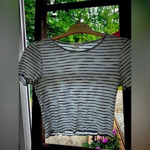 Caution To The Wind Crop Top Stripes Blue & White Small